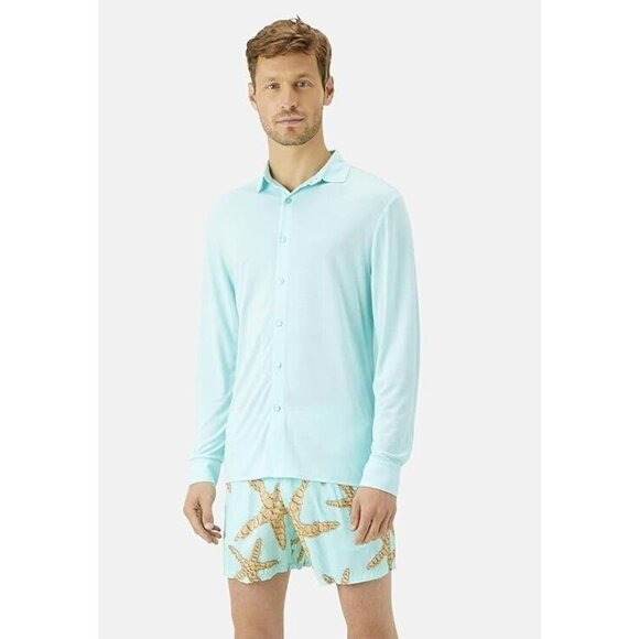 Vilebrequin Lyocell Long Sleeves Shirt Lagon ( M ) - Picture 1 of 9